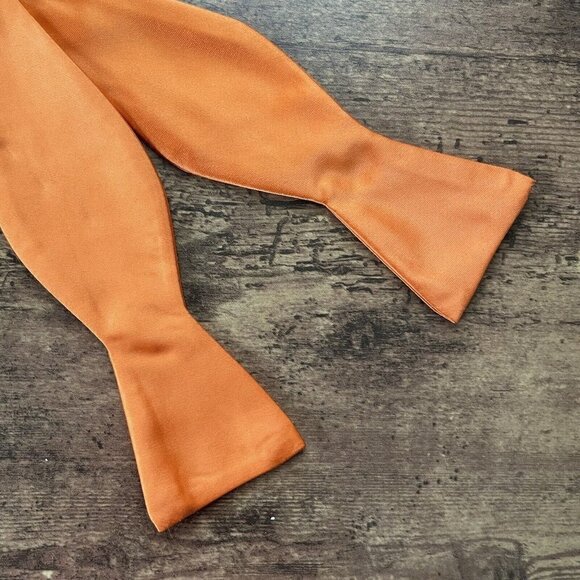 Countess Mara Mens Orange Satin Bow Tie Adjustable Size Formal Event Prom - Picture 1 of 4